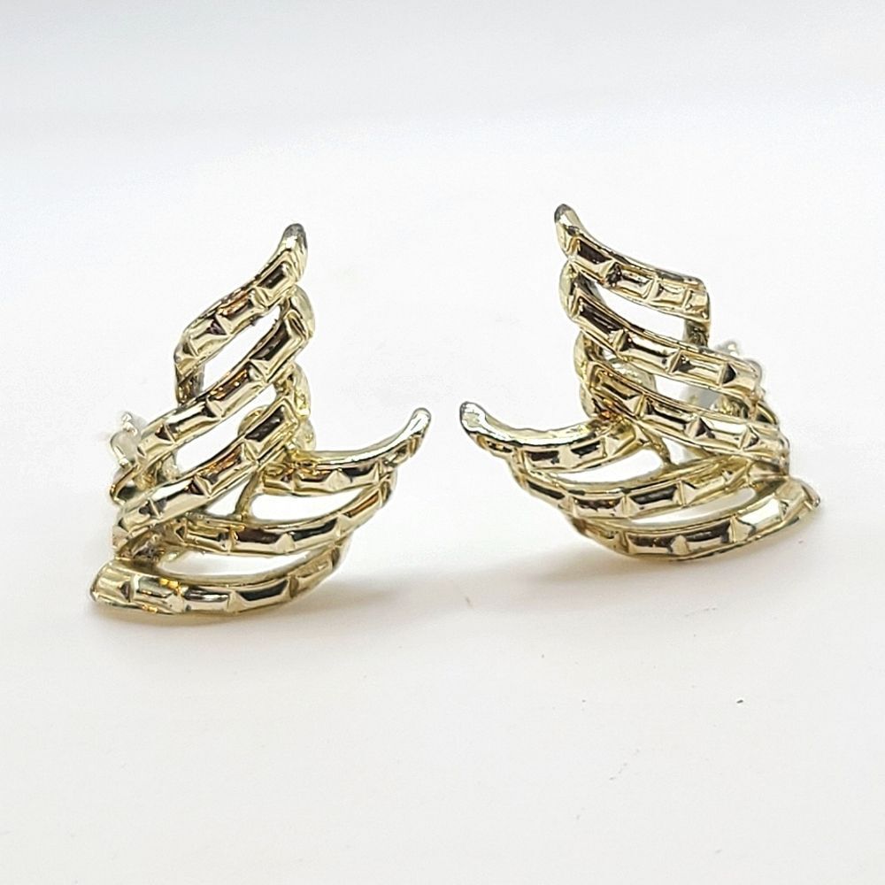 Vintage Rhinestone Earrings, Gold Toned, Clip On,